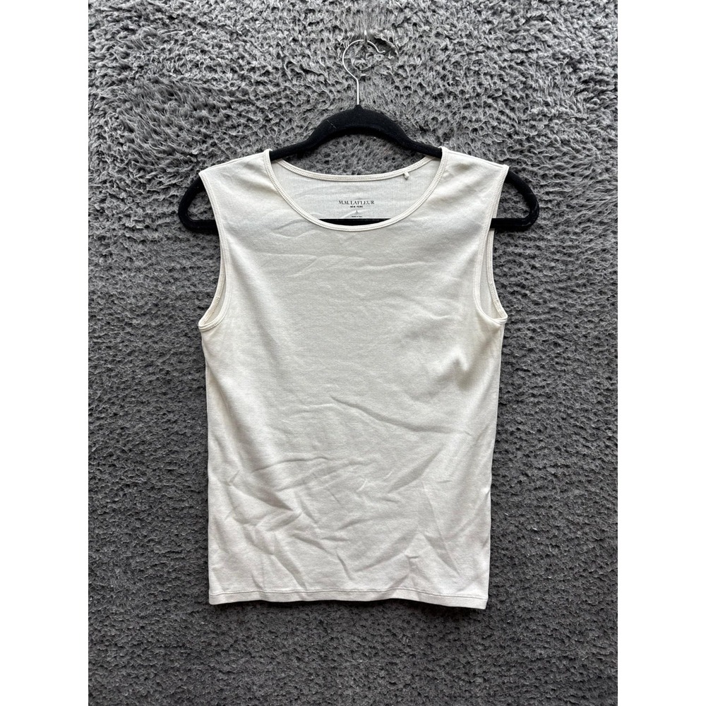 M.M. Lafleur The Paige Tank‎ Top Organic Ribbed Pima Cotton Ivory Womens Size S
